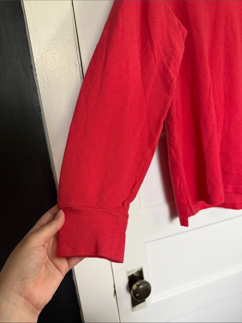 Ralph Lauren Red Long-Sleeve Polo with Blue Pony Logo Classic Fit Sz M